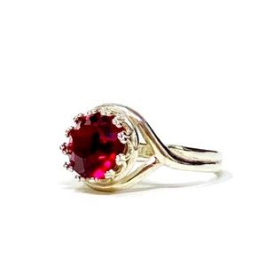 Sterling silver crown ring red Swarovski crystal